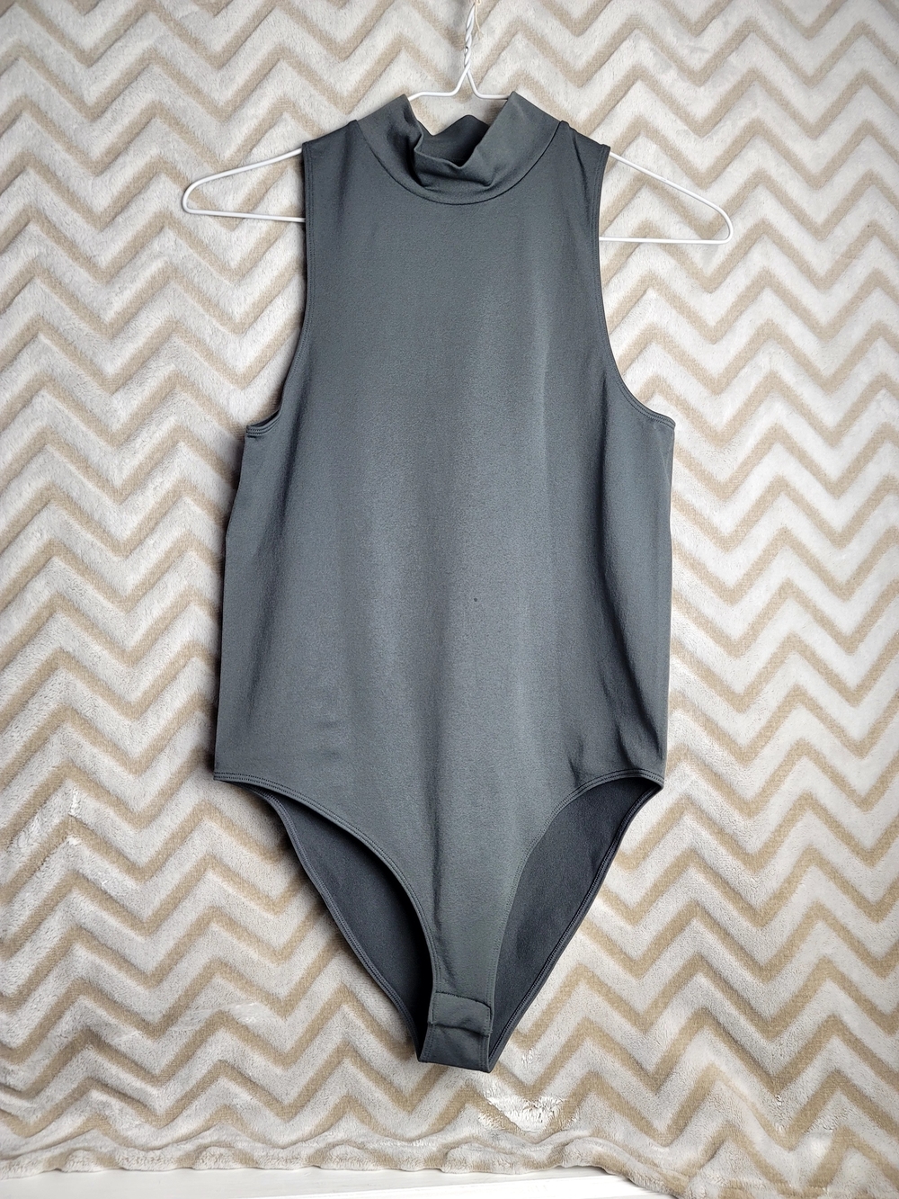 Sleeveless Mock Neck Kids One-Piece Bodysuit - Charcoal Gray